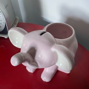 Vintage pink elephant planter and bank 1960s